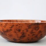 Mid Century Turned Oak Burl Bowl  Centerpiece Bowl