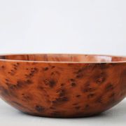 Mid Century Turned Oak Burl Bowl  Centerpiece Bowl