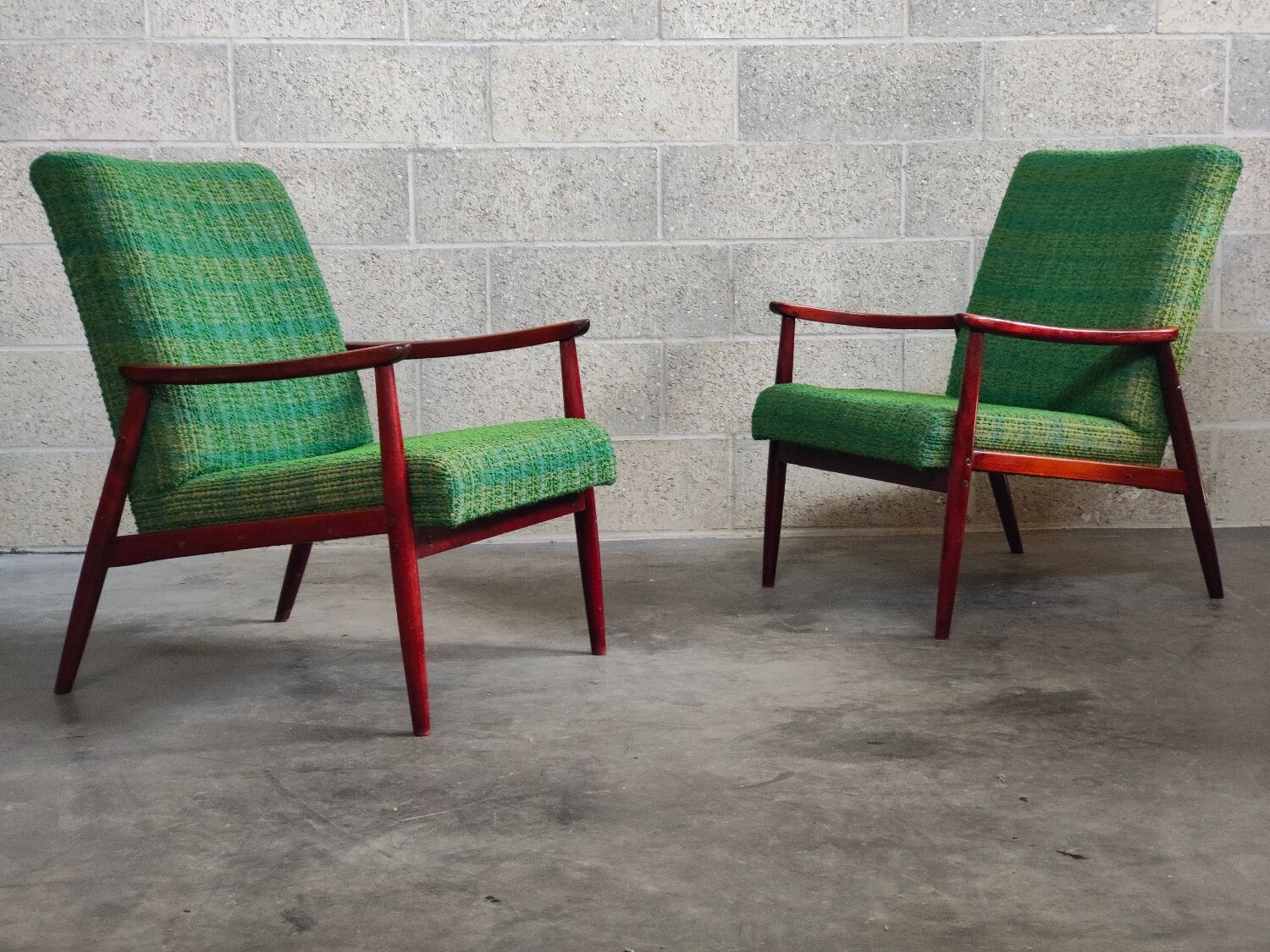 Pair of green armchairs by Jiri Jiroutek for Interier Praha 1960