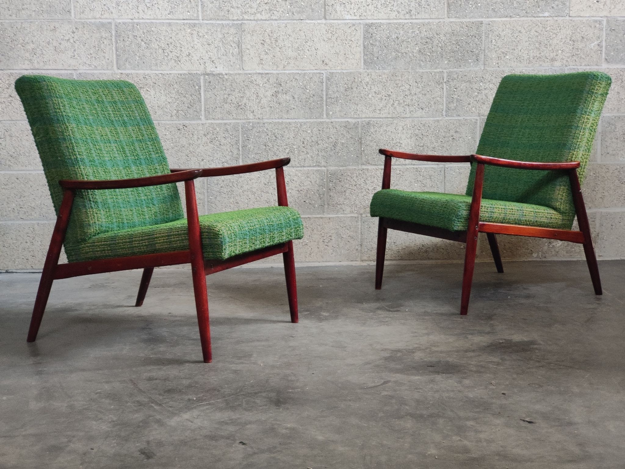 Pair of green armchairs by Jiri Jiroutek for Interier Praha 1960