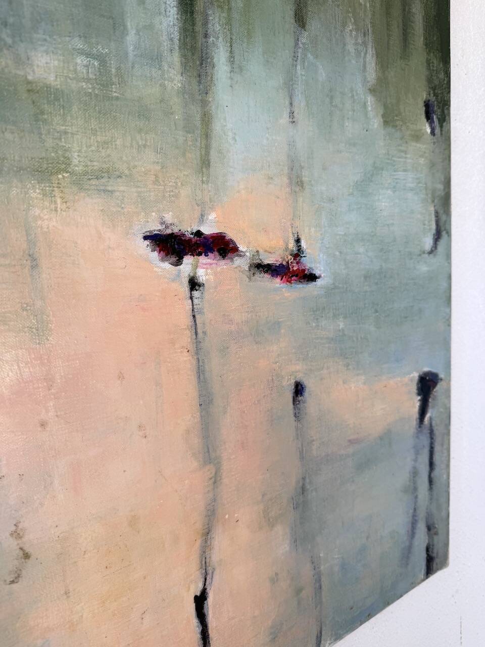 Toile abstraite nymphéas signée JP Perron, XXème