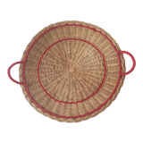 Vintage wicker tray nets and red handles