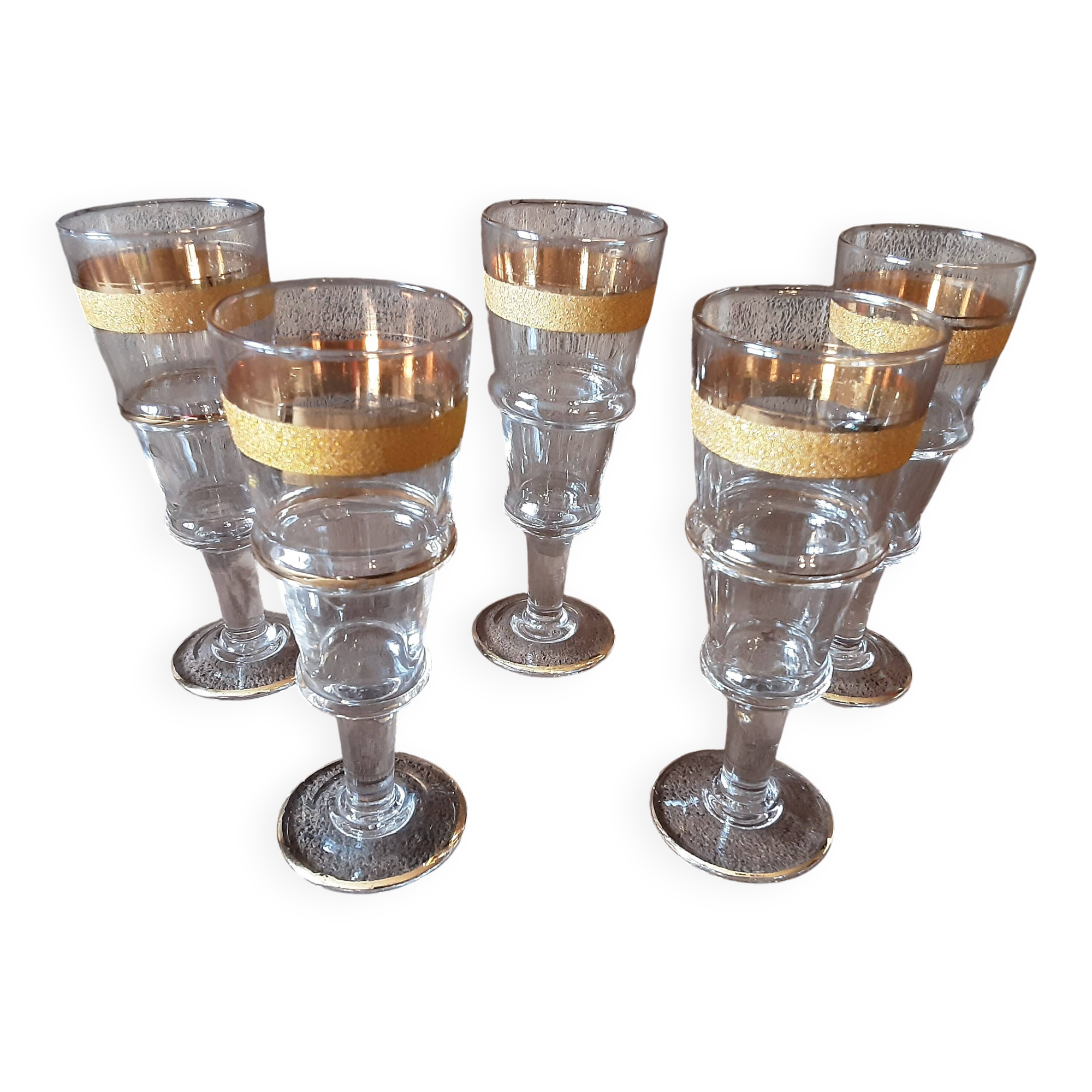 Set of 5 vintage digestive glasses