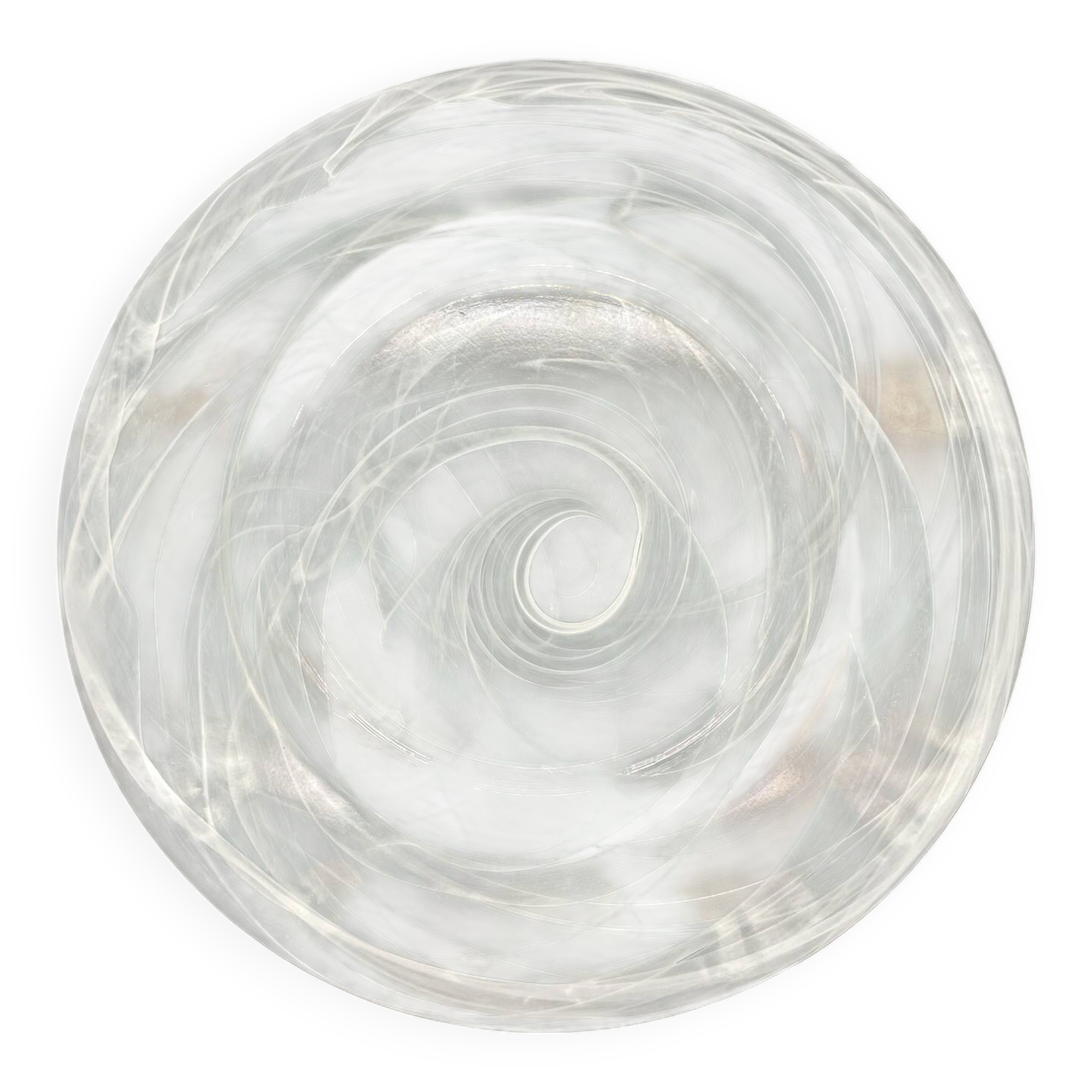 Large glass plate "Smoke Swirls" – white decor, Ø 35 cm