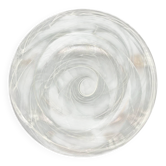 Large glass plate "Smoke Swirls" – white decor, Ø 35 cm