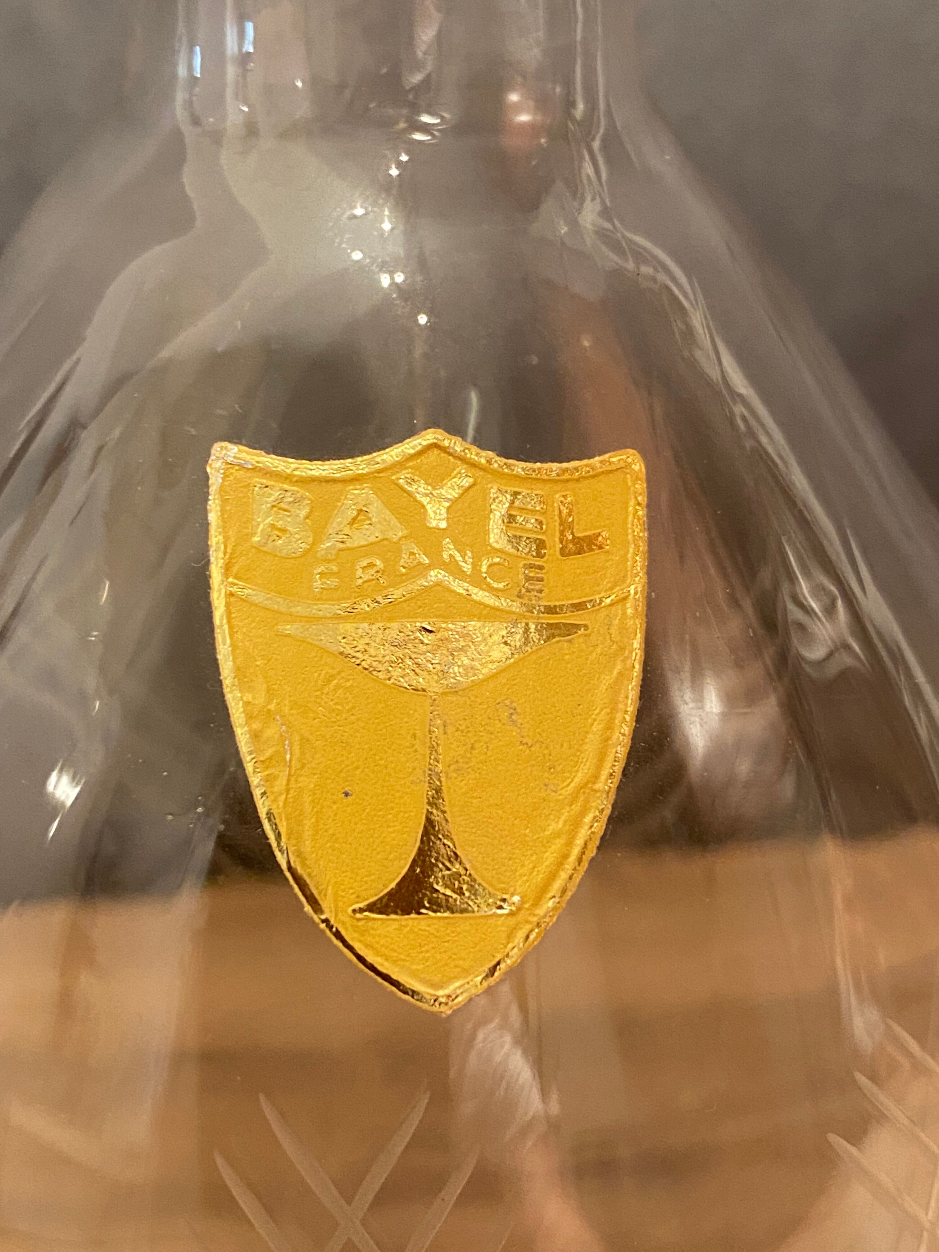 Mid-twentieth glass decanter with cut decoration signed Bayel
