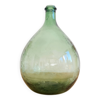 Dame-Jeanne ancienne en verre verte H30