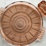 Pink glass salt shaker and cake dish