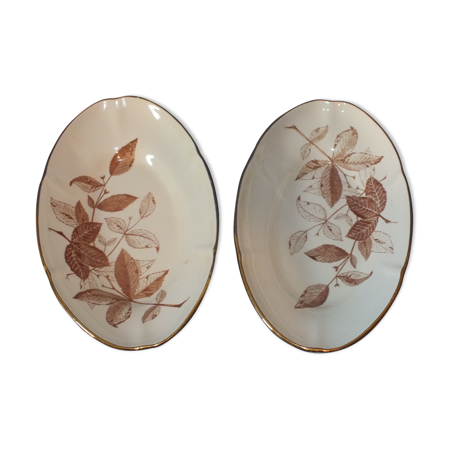 Pair of ravines Gien foliage decoration