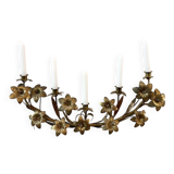 Large brass chandelier with 5 branches and fleur-de-lis design