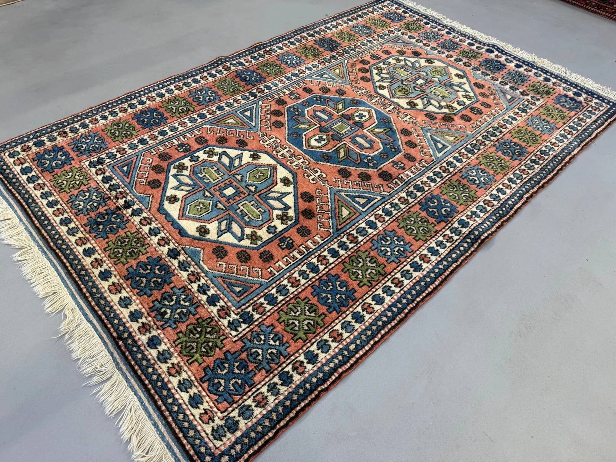 Turkish Kazak rug 270x166 cm vintage carpet, tribal handwoven large 2526