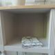 Pair of bedside tables, end tables re-enchanted in pearl gray, wooden top.