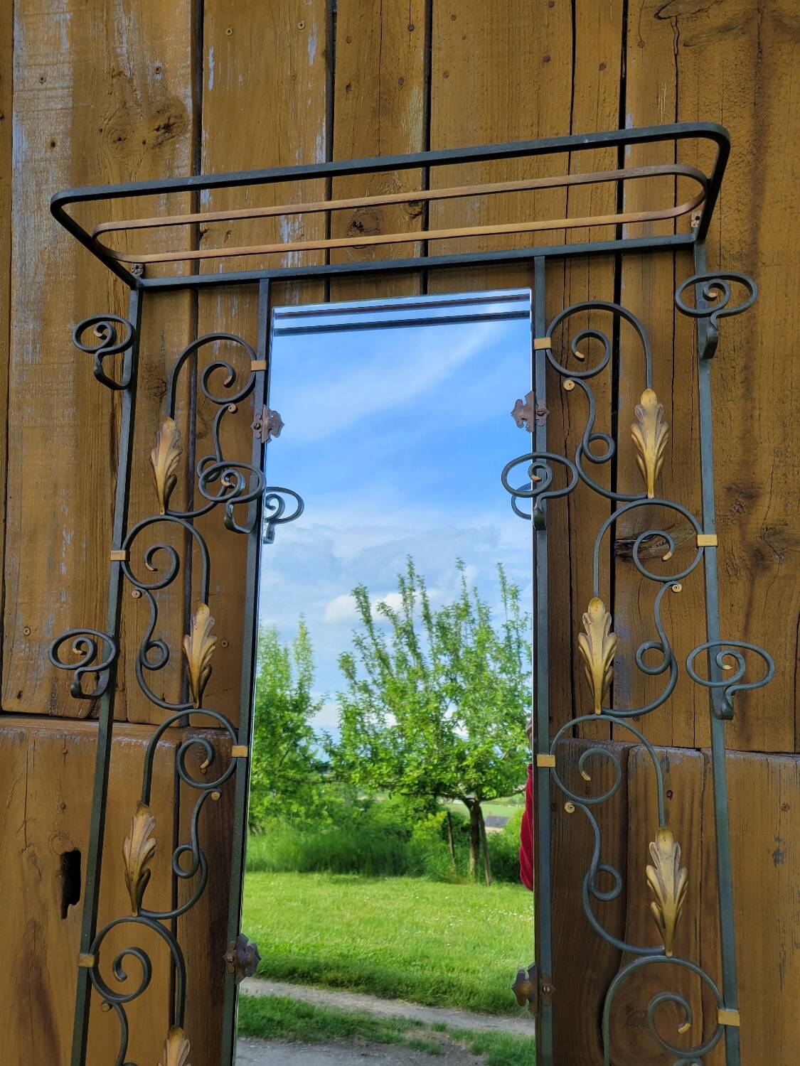 Art Deco 1930s wrought iron coat rack and hat stand