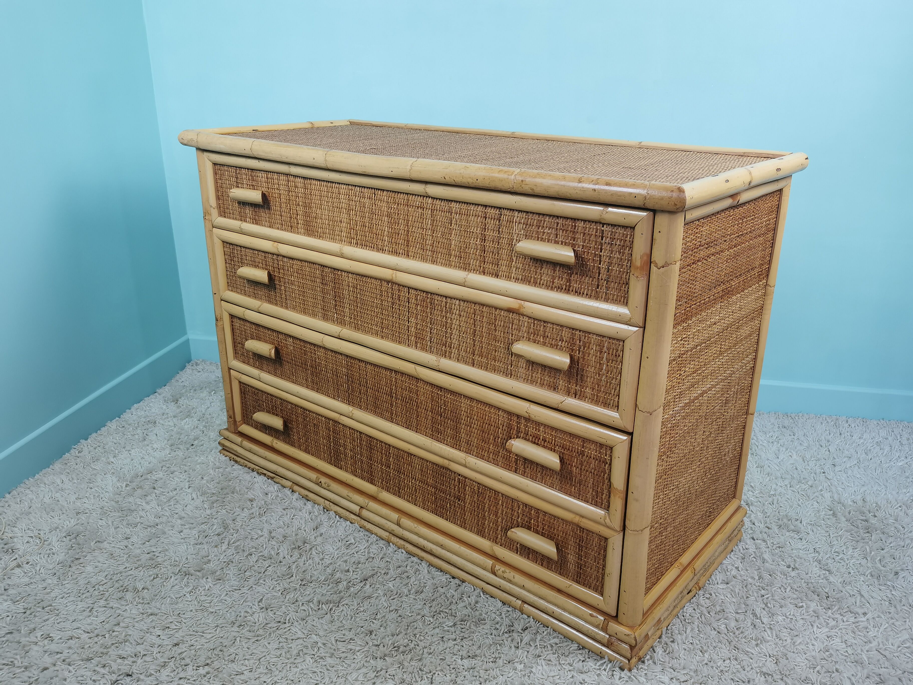 Rattan and bamboo dresser