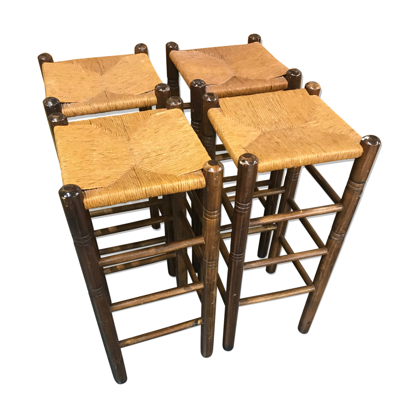 4 wood and mulching bar stools
