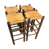 4 tabourets de bar en paillage