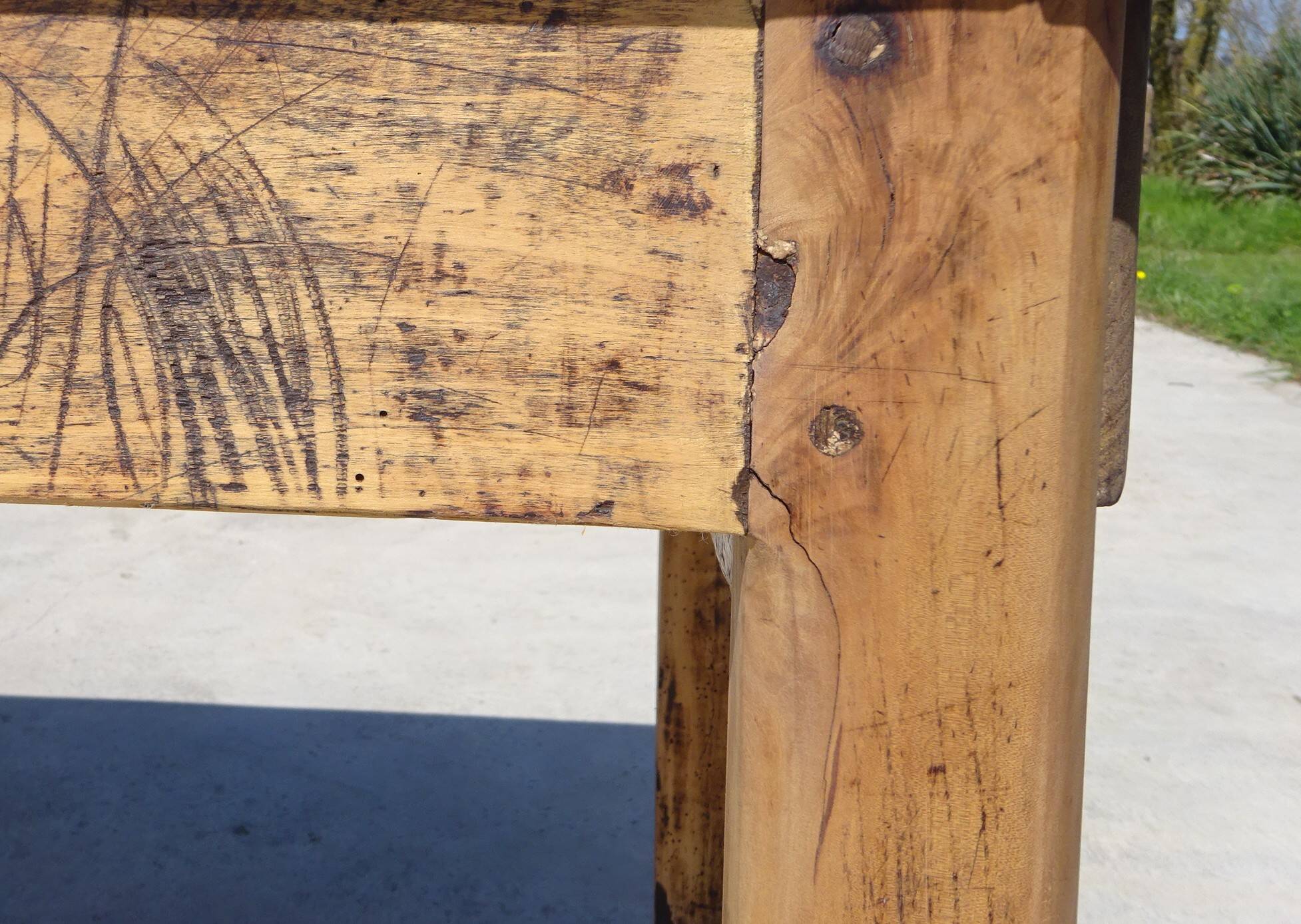Ancienne table de ferme en chêne massif