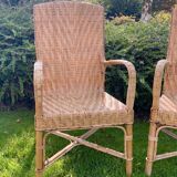 Pair of old wicker rattan chairs