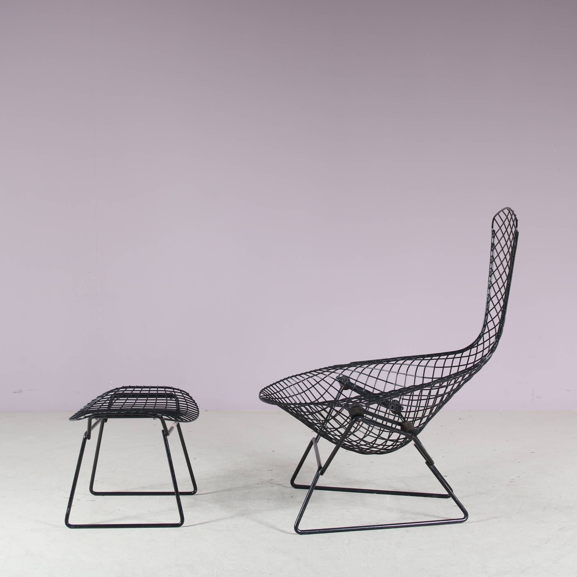 1960s “Bird Chair” with ottoman by Harry Bertoia for Knoll International, U