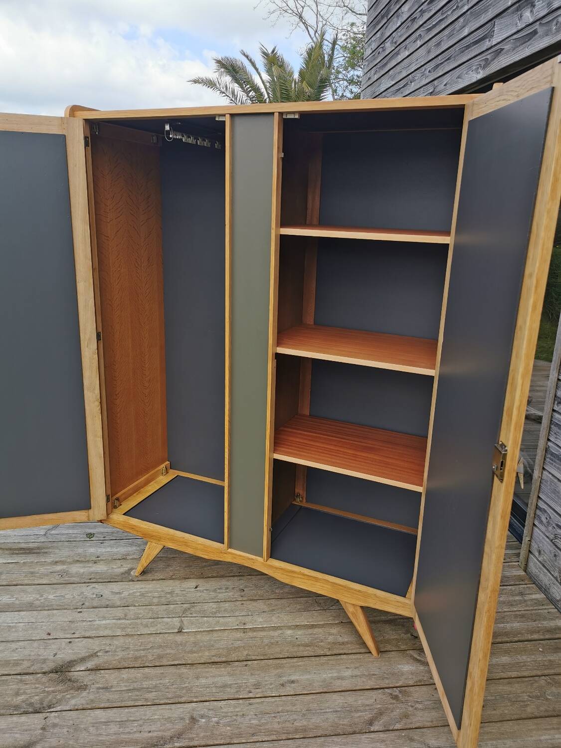 Oak and Rattan wardrobe