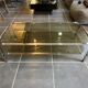 Table basse double plateau verre chrome style Bauhaus vintage 1970