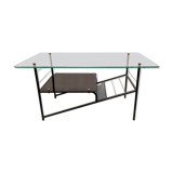 Iron, glass and opaline coffee table