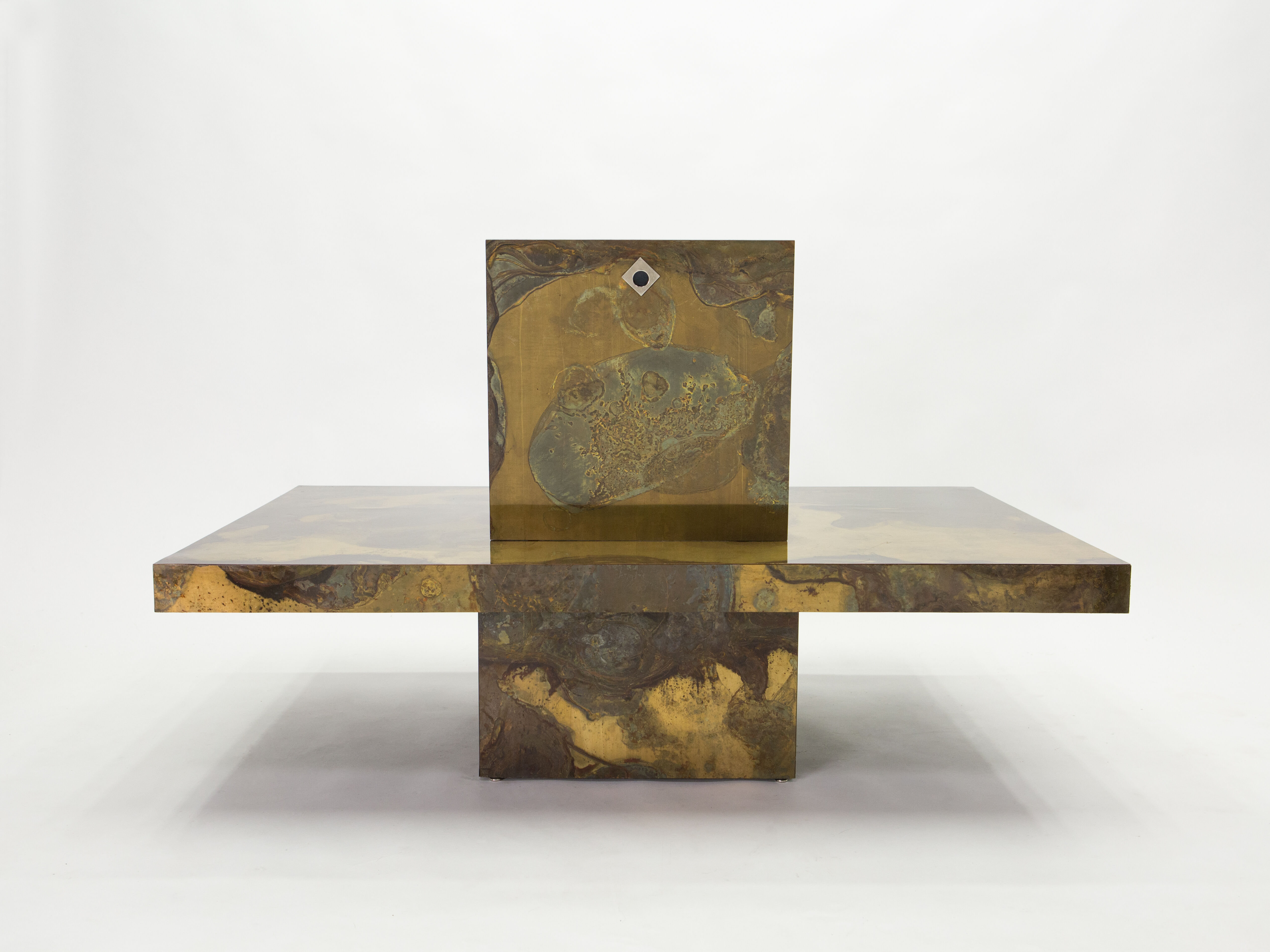 Isabelle and Richard Faure's unique patinated oxidized brass coffee table 1970