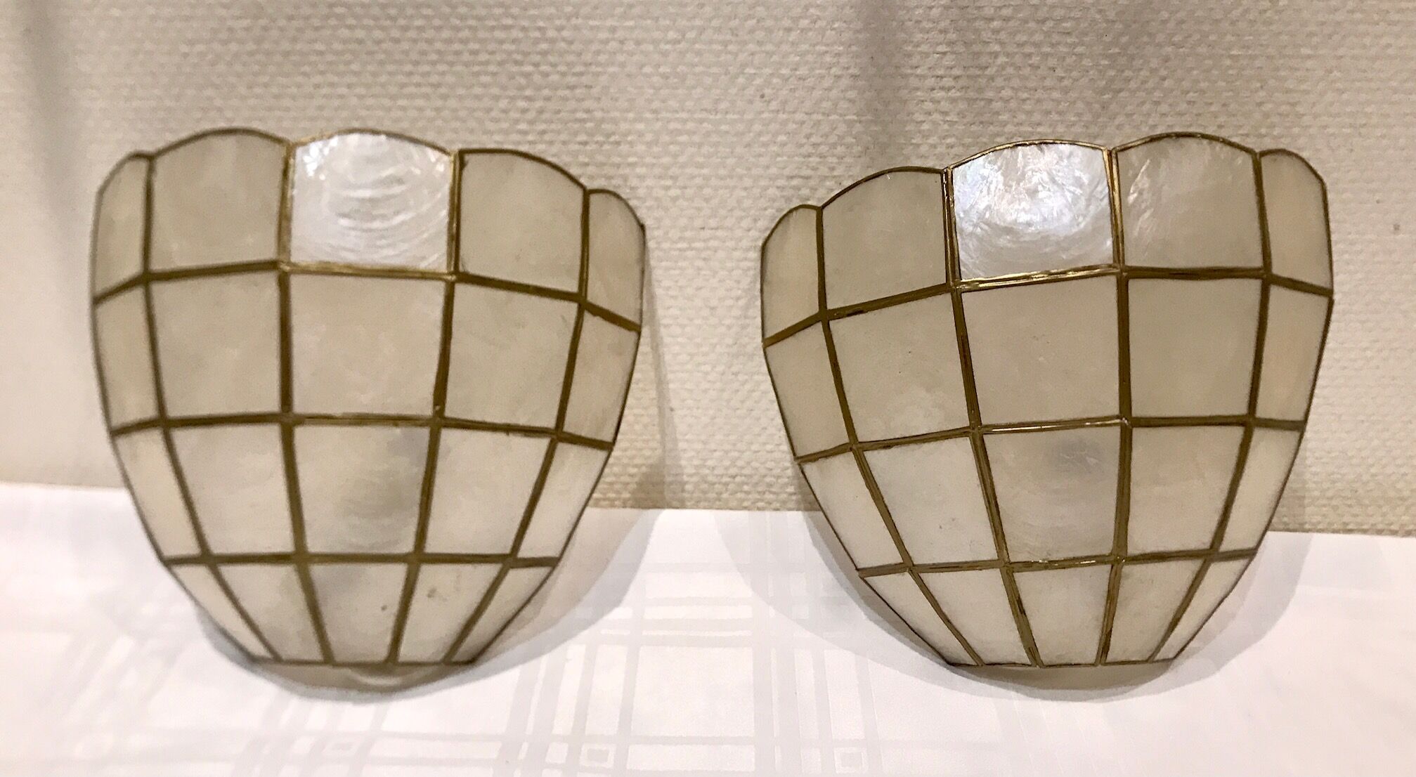 Pair of mother-of-pearl shell sconces