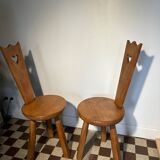 Pair of vintage chalet chairs in solid oak