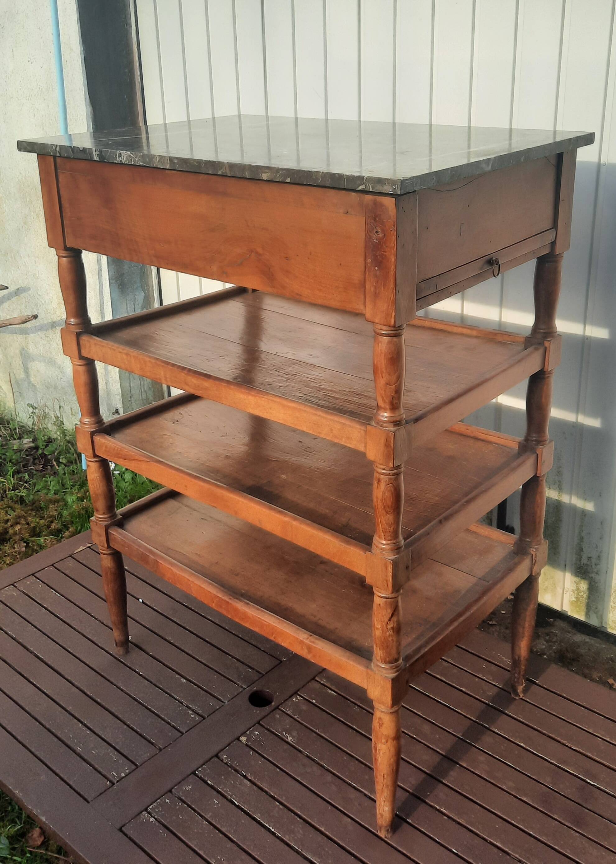 4-shelf marble top cabinet