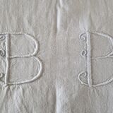 Old linen sheet - Encrypted BB - With openwork edging and lace on the bottom - Dimensions: 300x220cm
