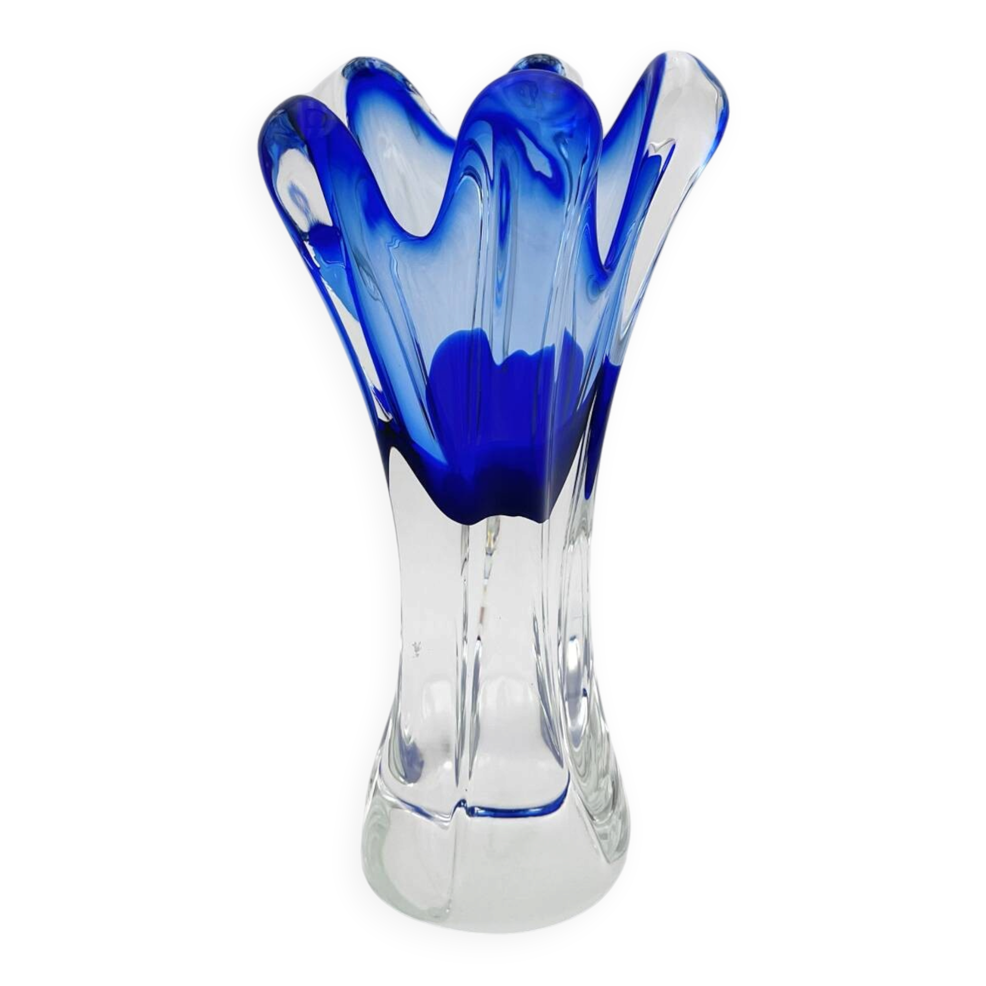 Sculptural vase - Josef Hospodka Chribska - Sommerso Blue - 1960