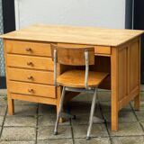 Vintage Pinewood Desk and Chair