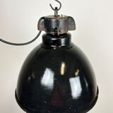 Industrial Bauhaus Black Enamel Pendant Lamp, 1930s