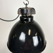 Industrial Bauhaus Black Enamel Pendant Lamp, 1930s