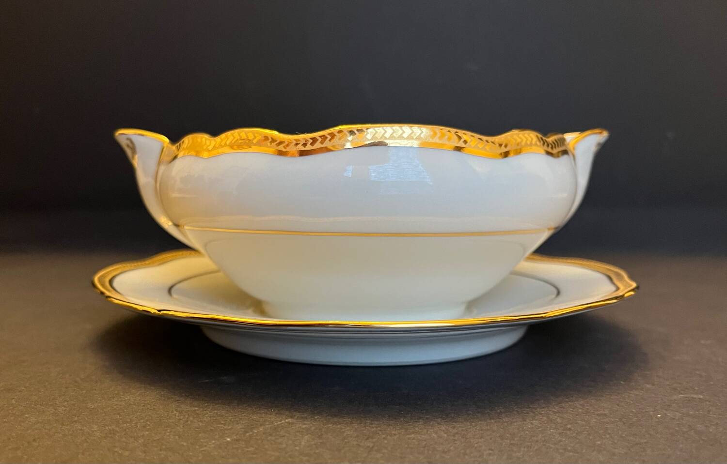 Chapus Limoges porcelain gravy boat