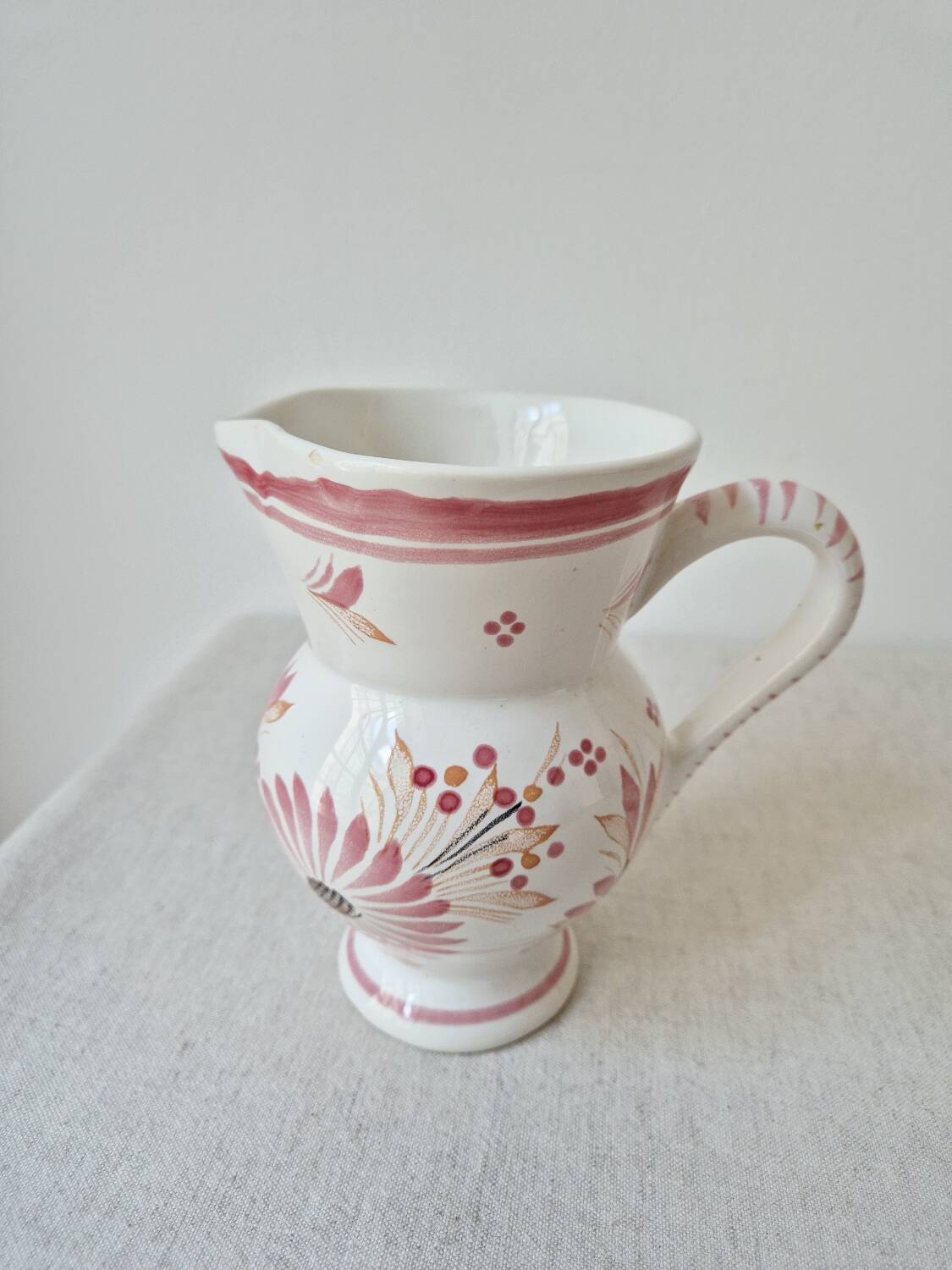 Small vintage pitcher/vase with floral decoration - Henriot Quimper