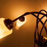 5-branched opaline brass chandelier 60's