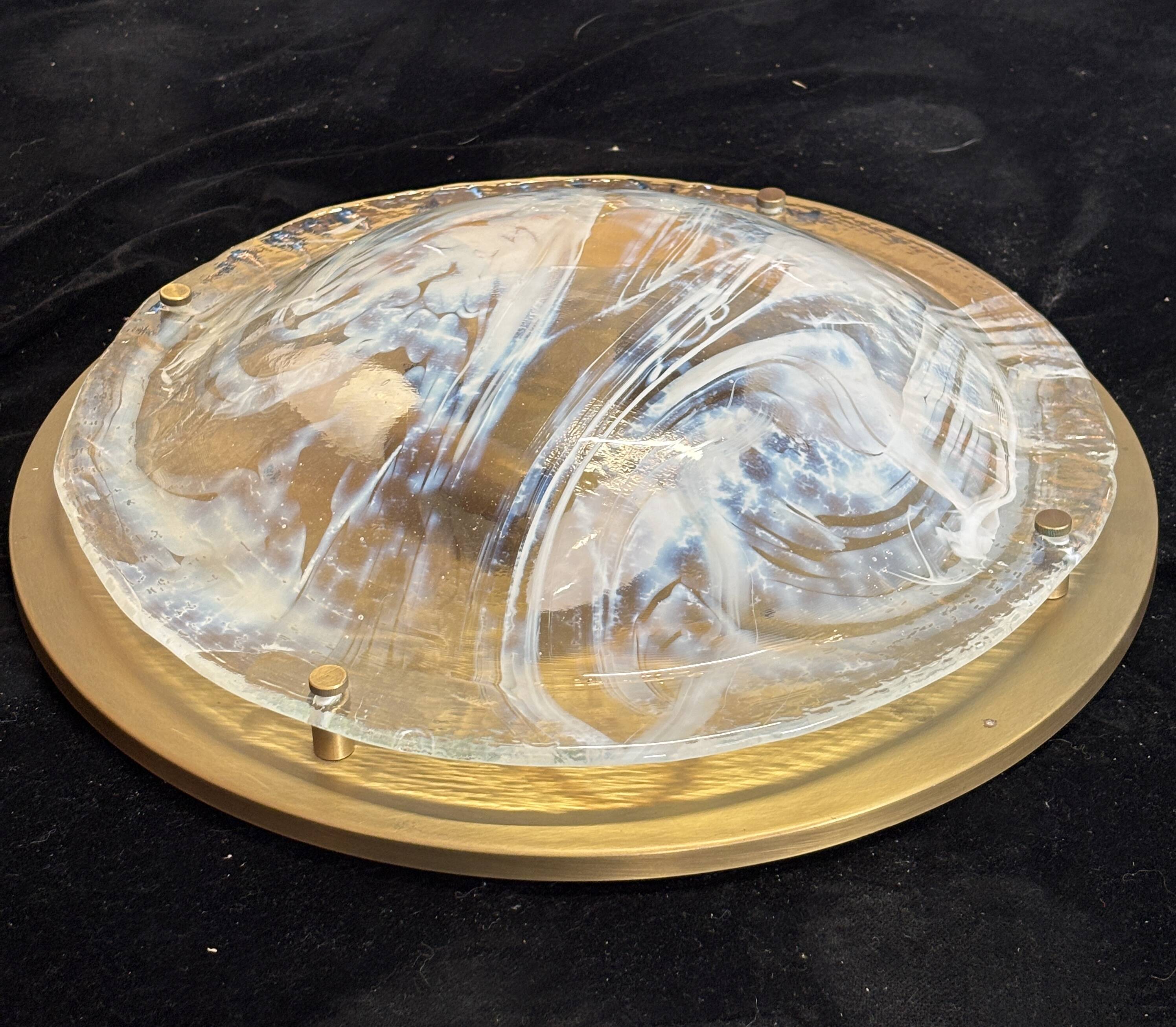 Large Hillebrand ceiling light in Murano glass and brass – 1970s