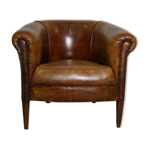 fauteuil club vintage en cuir cognac Pays-Bas