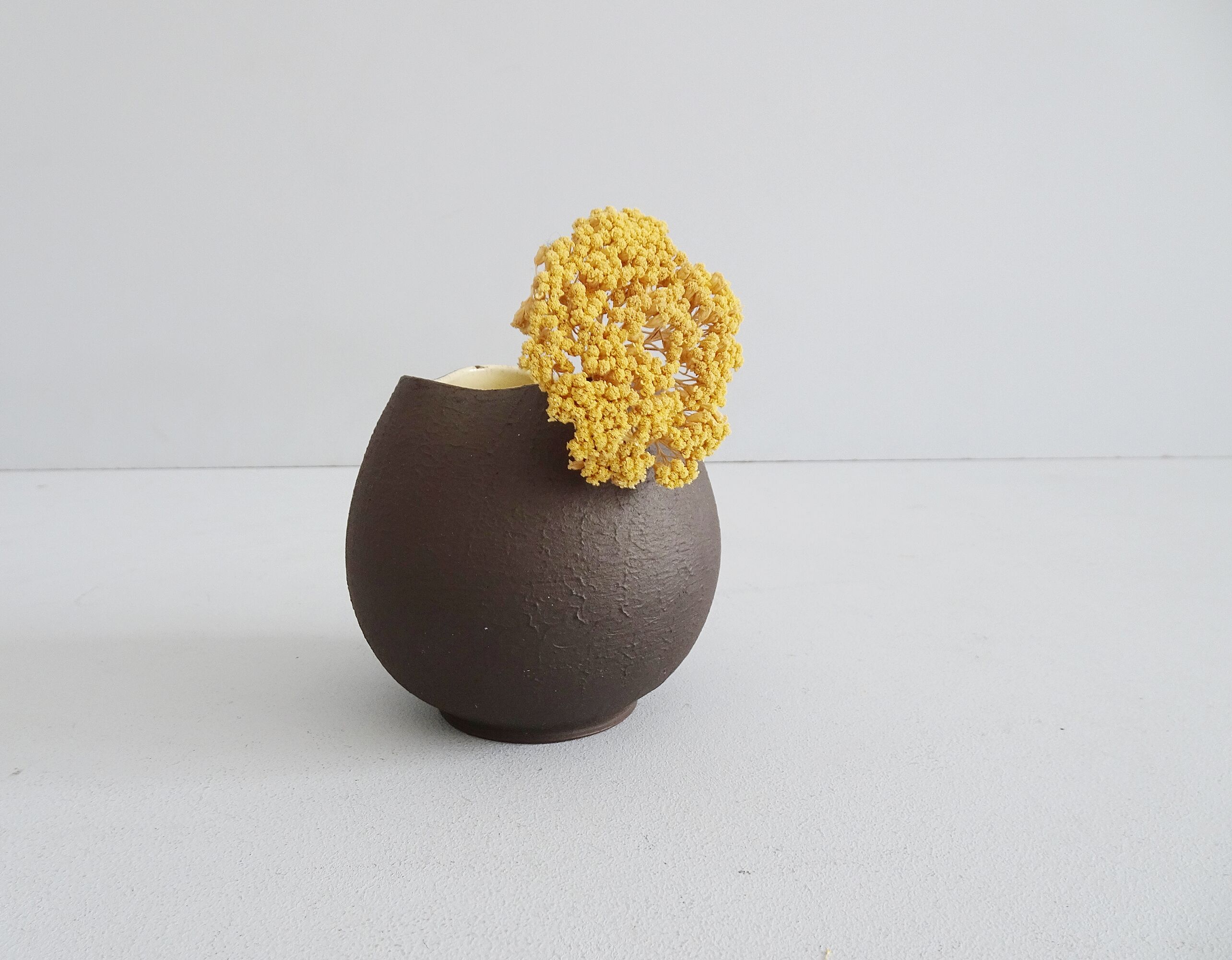 Andreas Kastl Studio ceramic vase brown yellow, small art ceramic vase