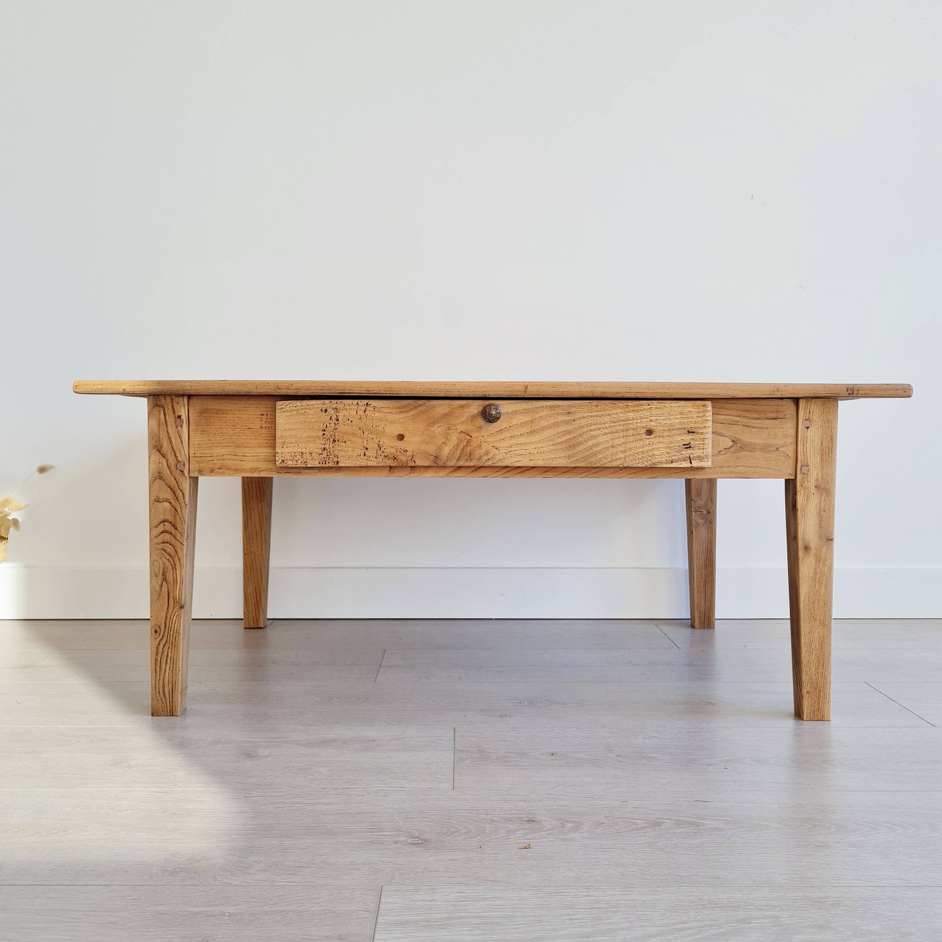 Table de ferme basse bois brut