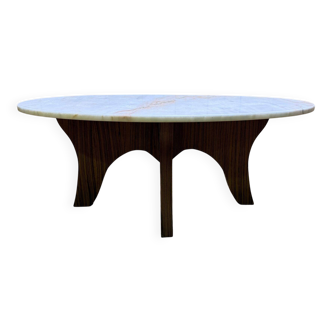 Scandinavian style coffee table in marble and zebrawood