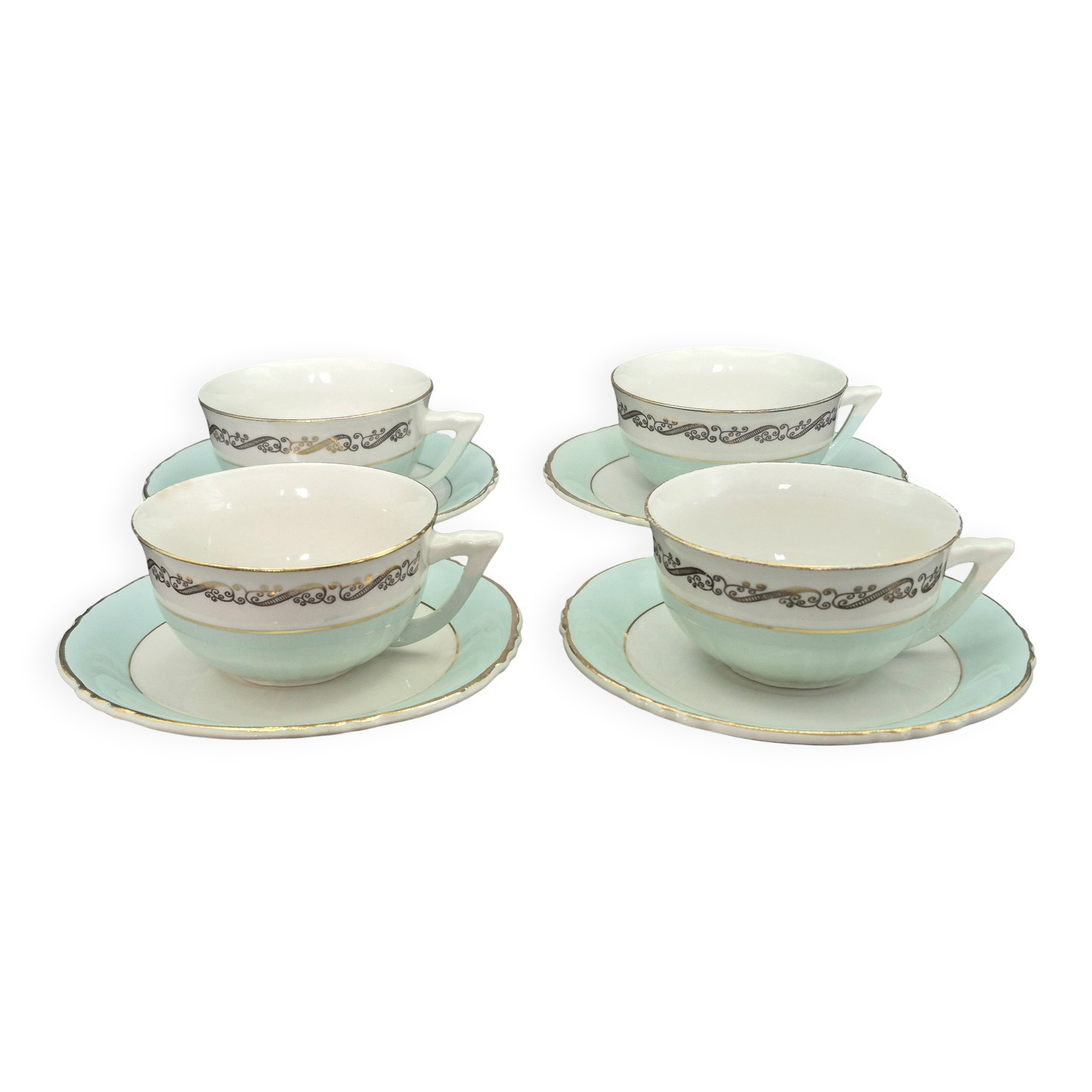 Vintage 4 cup and saucer set Seville Moulin des Loups Orchies