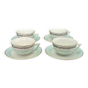 Vintage 4 cup and saucer set Seville Moulin des Loups Orchies