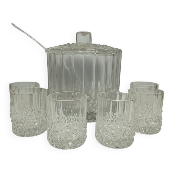 Service à punch ou cocktail en cristal Anna Hütte années 1970