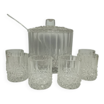 Service à punch ou cocktail en cristal Anna Hütte années 1970