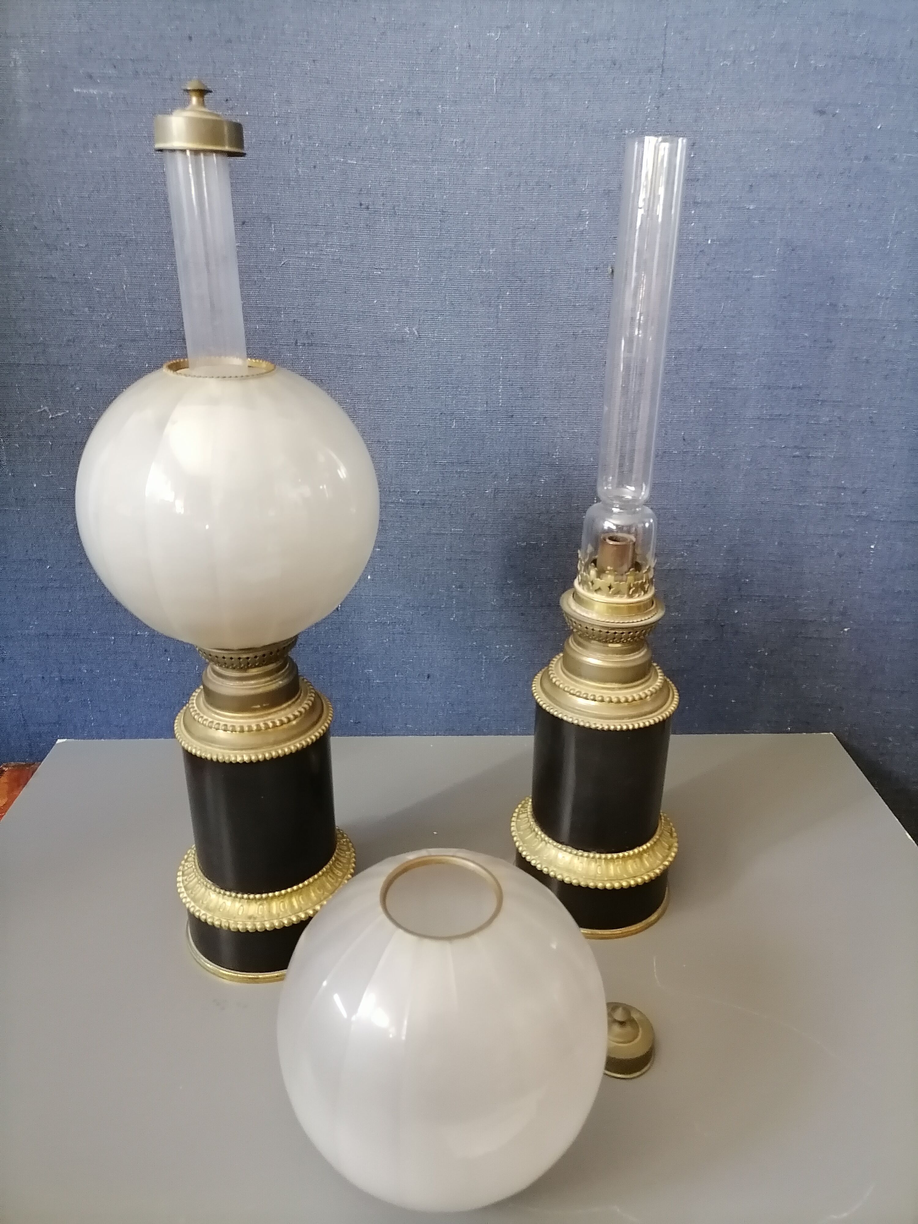 Paire de lampes à pétrole Napoléon III