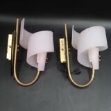 Pair of wall lights 1950 1960 Design Geru Leuchten Plexiglas and Brass