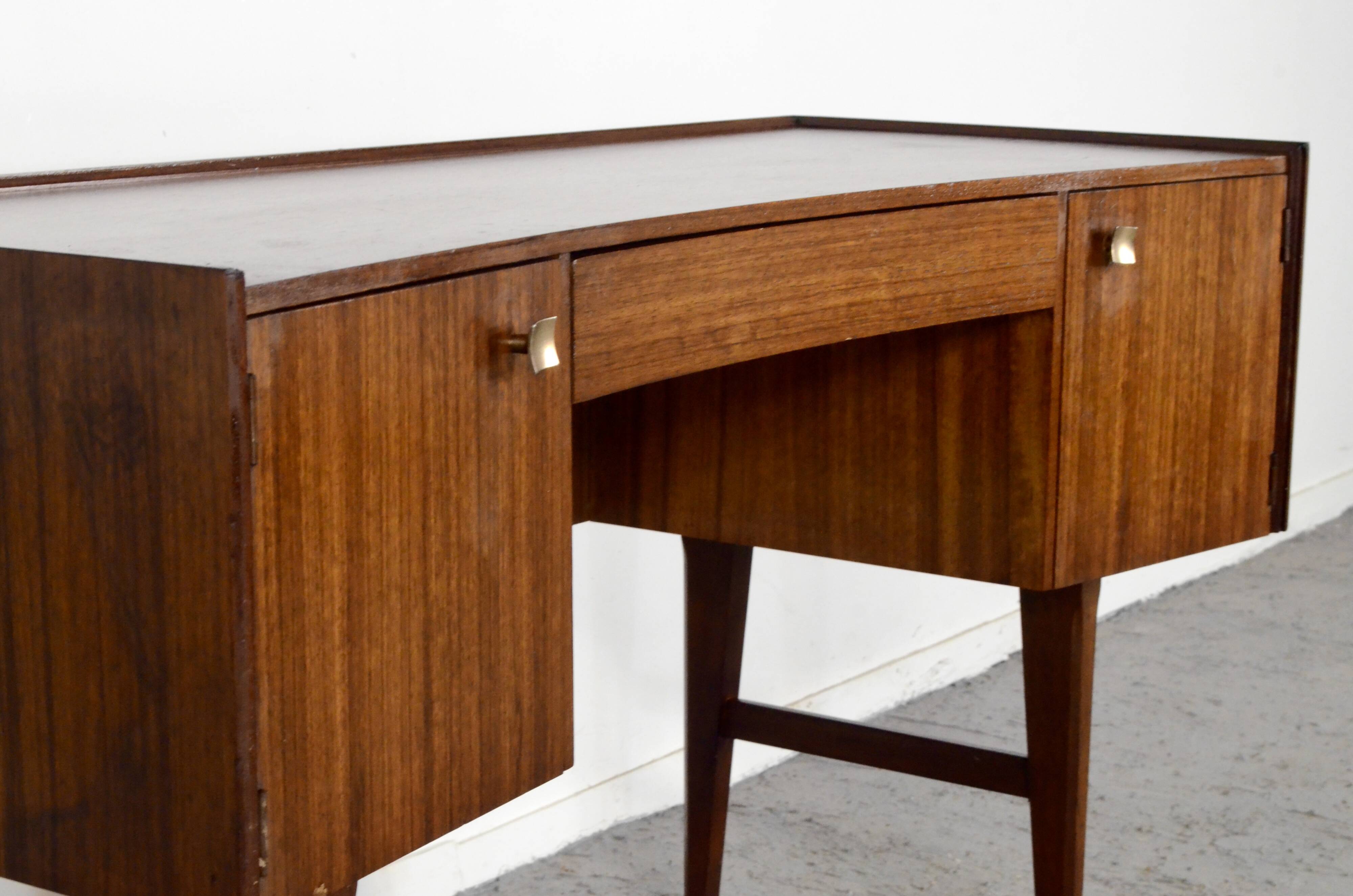 Midcentury Meredew Desk In Walnut And Brass.
